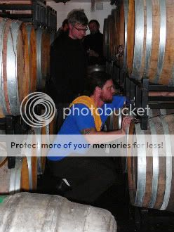 Barrels at Block 15 Block 15s Nick Arzner and blogger Dave Selden grab a sample.